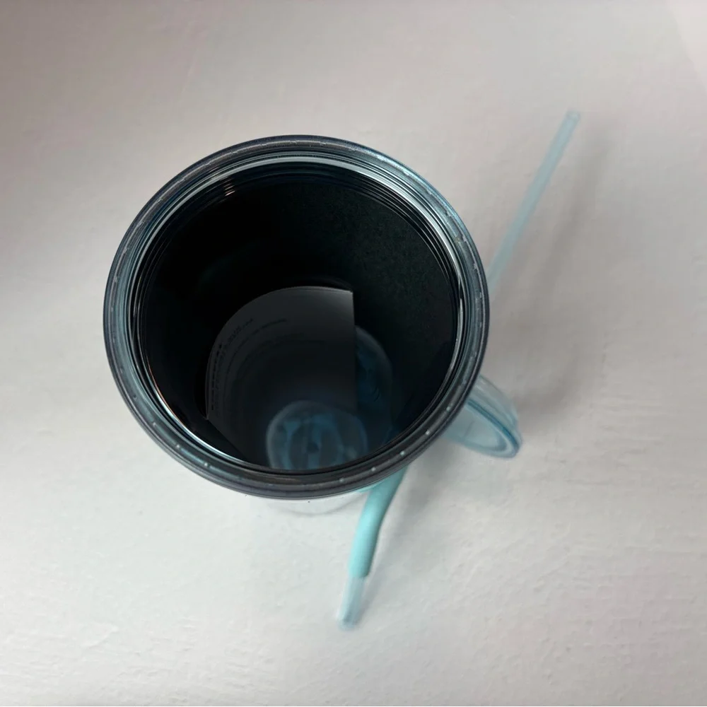 Starbucks Holographic Silver Tumbler with Blue Straw